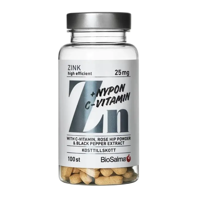 BioSalma Zinc 25mg + Vitamin C & Rose Hip 100 Tablets
